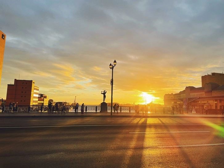 幣舞橋から見る夕日